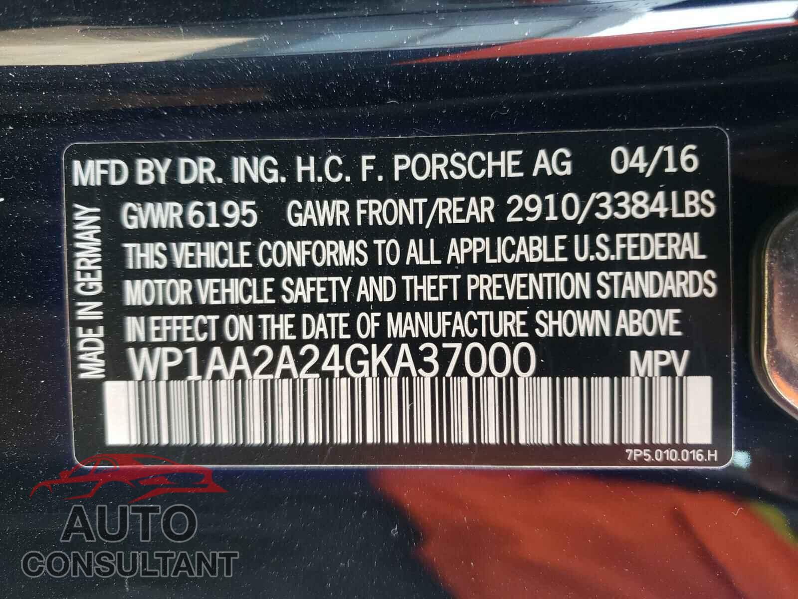 PORSCHE CAYENNE 2016 - WP1AA2A24GKA37000