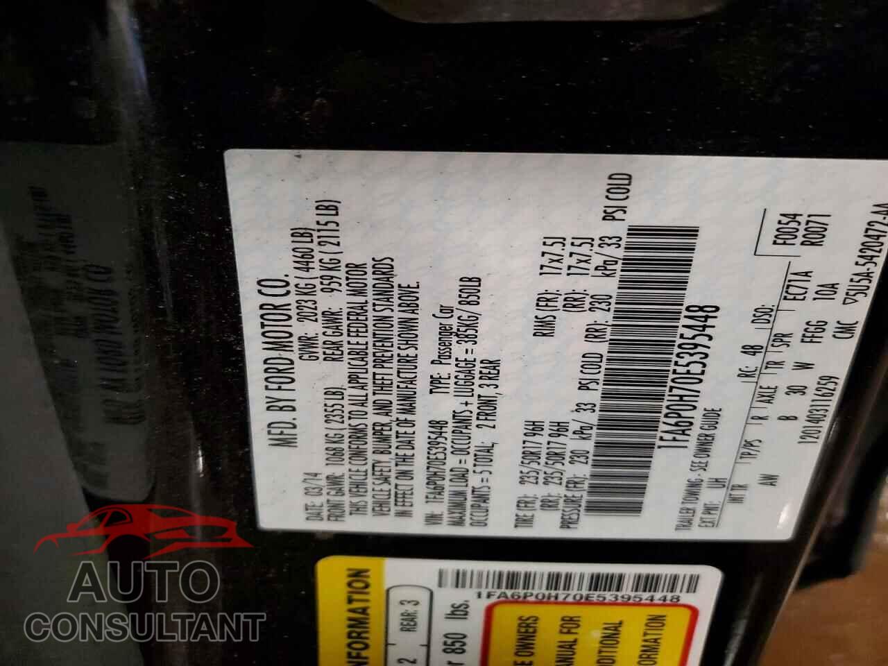 FORD FUSION 2014 - 1FA6P0H70E5395448