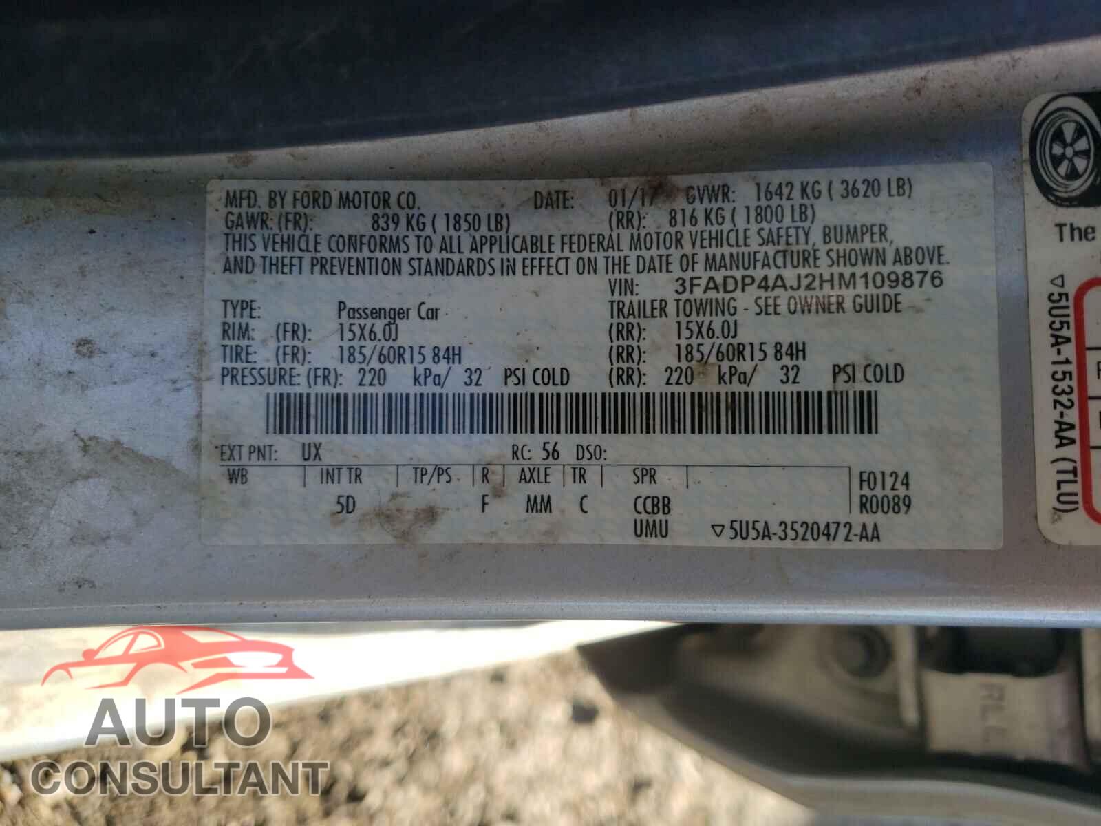FORD FIESTA 2017 - 3FADP4AJ2HM109876