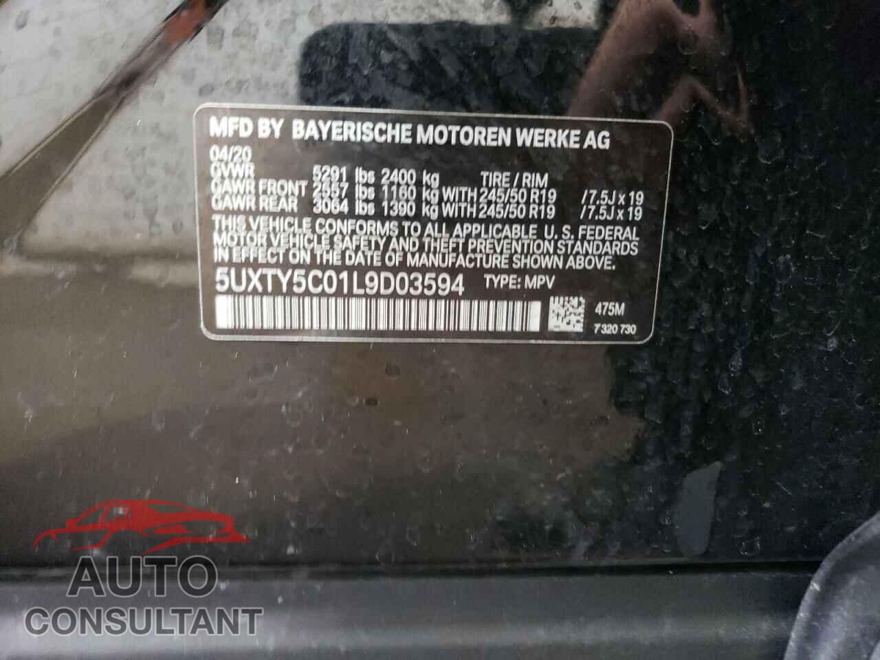 BMW X3 2020 - 5UXTY5C01L9D03594