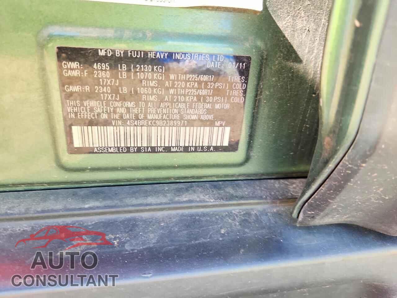 SUBARU OUTBACK 2011 - 4S4BREKC9B2389971