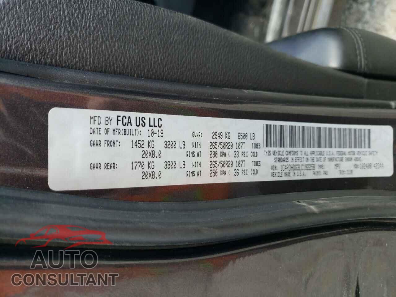 DODGE DURANGO 2020 - 1C4RDHDG3LC192258