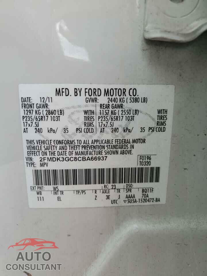FORD EDGE 2012 - 2FMDK3GC8CBA66937
