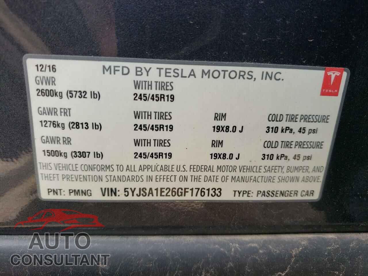 TESLA MODEL S 2016 - 5YJSA1E26GF176133