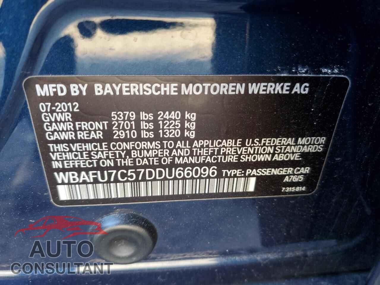 BMW 5 SERIES 2013 - WBAFU7C57DDU66096