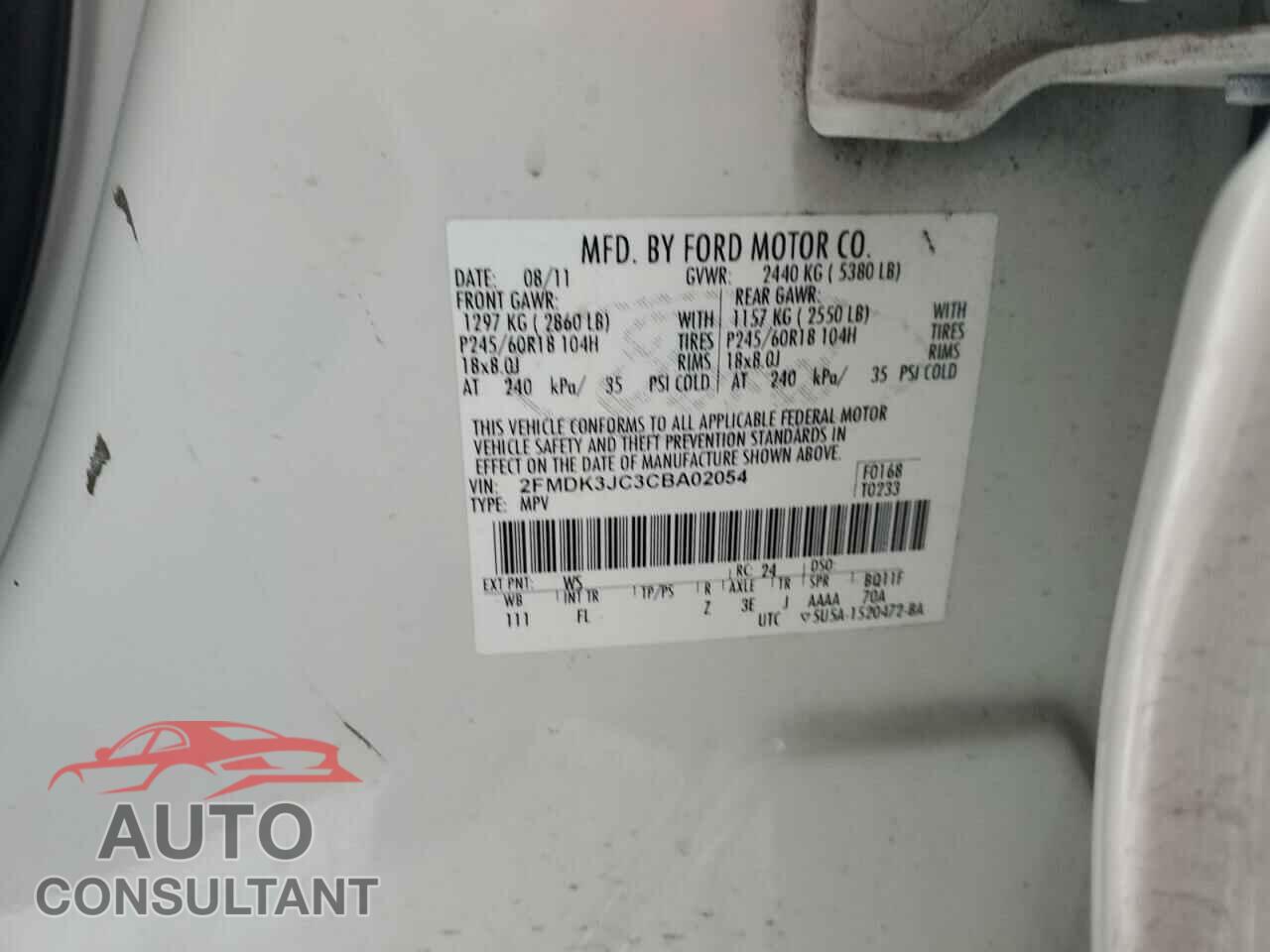 FORD EDGE 2012 - 2FMDK3JC3CBA02054