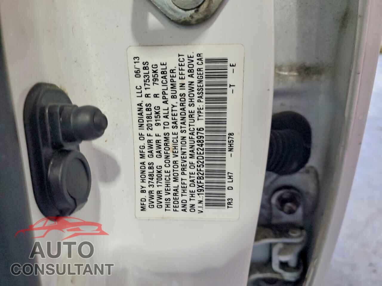 HONDA CIVIC 2013 - 19XFB2F52DE248976