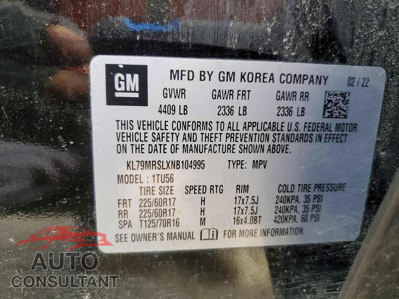 CHEVROLET TRAILBLAZE 2022 - KL79MRSLXNB104995