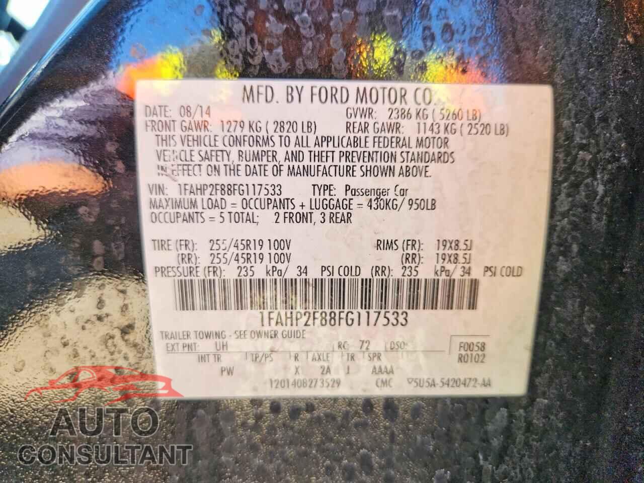 FORD TAURUS 2015 - 1FAHP2F88FG117533