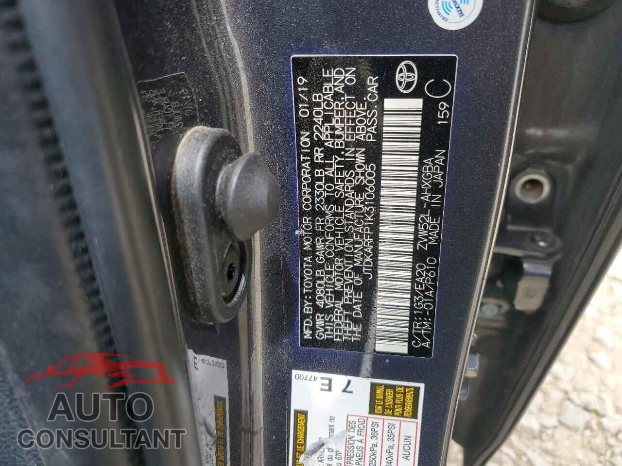 TOYOTA PRIUS 2019 - JTDKARFP1K3106005