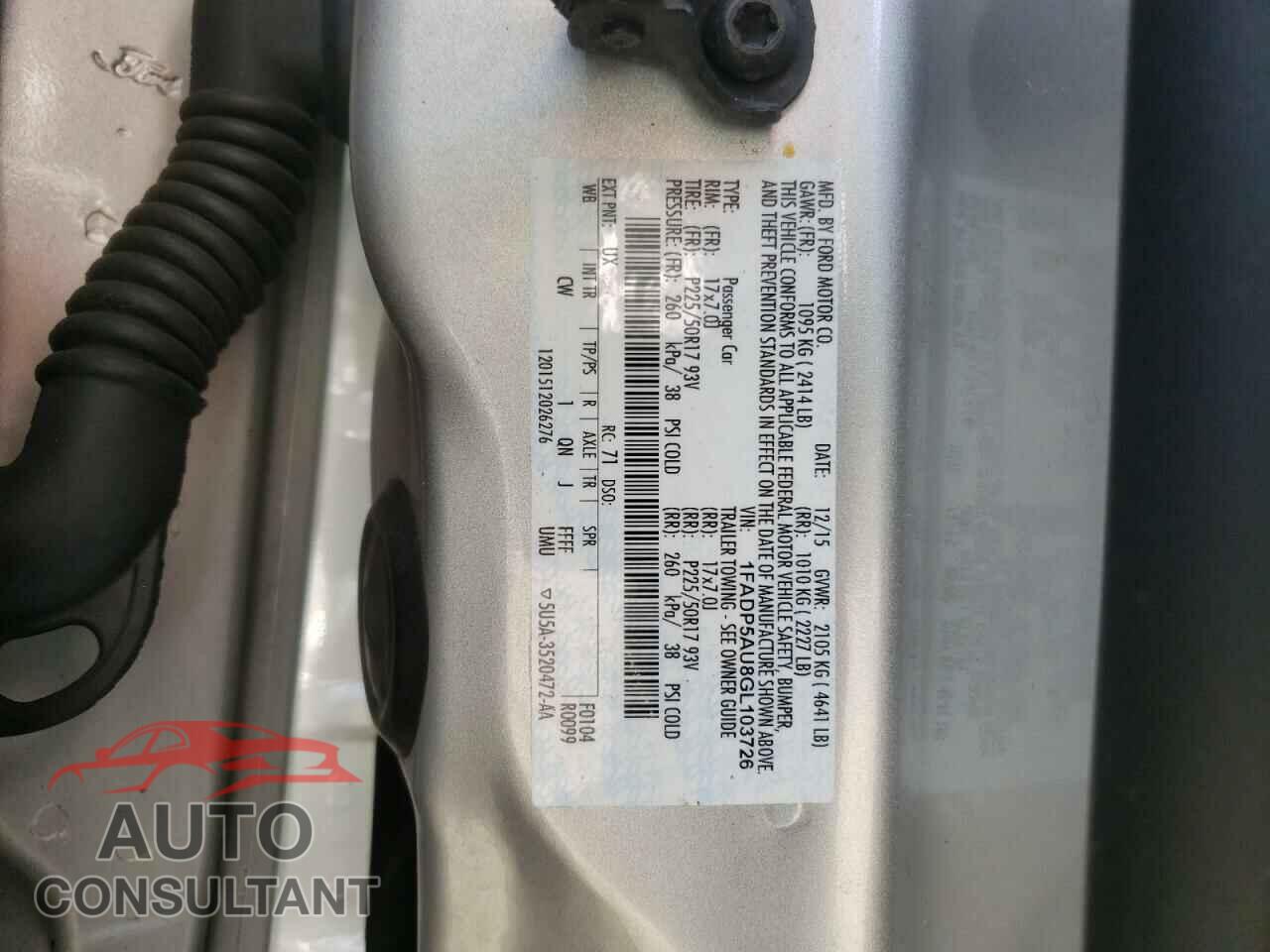 FORD CMAX 2016 - 1FADP5AU8GL103726