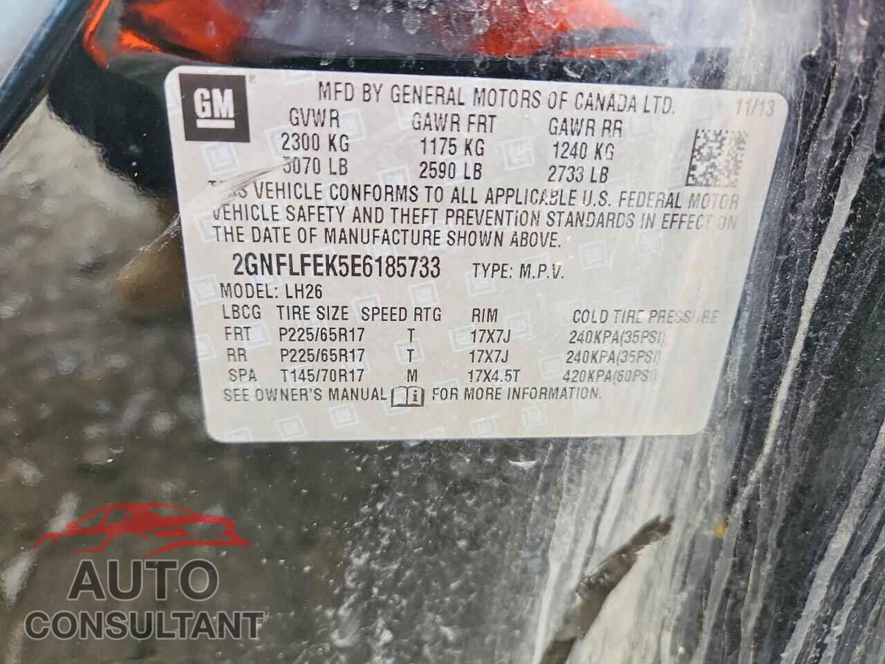 CHEVROLET EQUINOX 2014 - 2GNFLFEK5E6185733