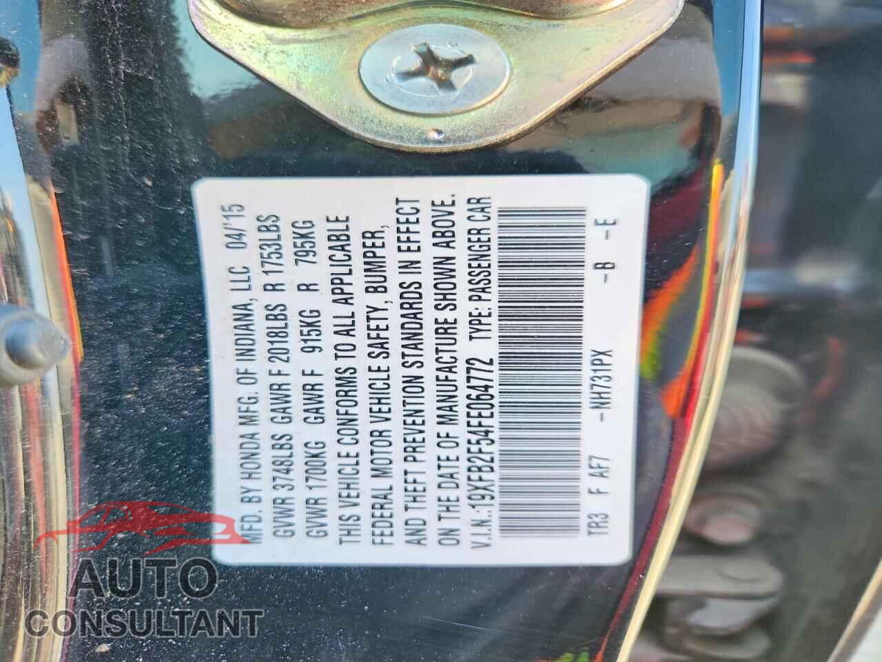 HONDA CIVIC 2015 - 19XFB2F54FE064772