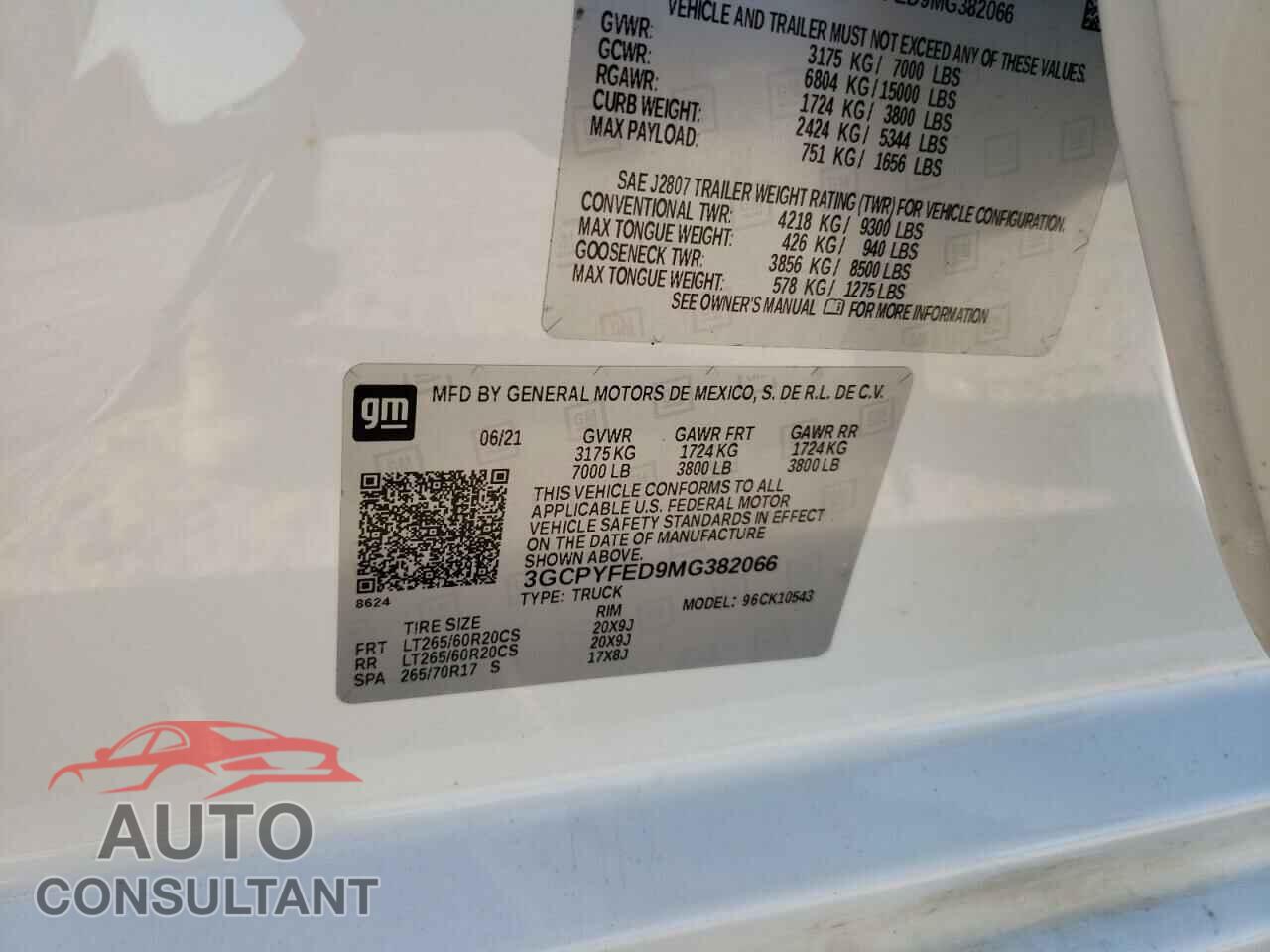 CHEVROLET SILVERADO 2021 - 3GCPYFED9MG382066