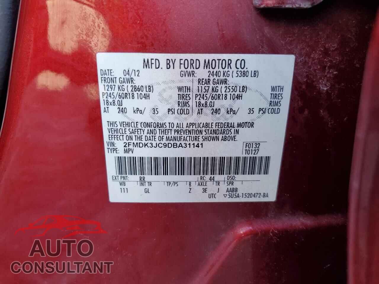 FORD EDGE 2013 - 2FMDK3JC9DBA31141