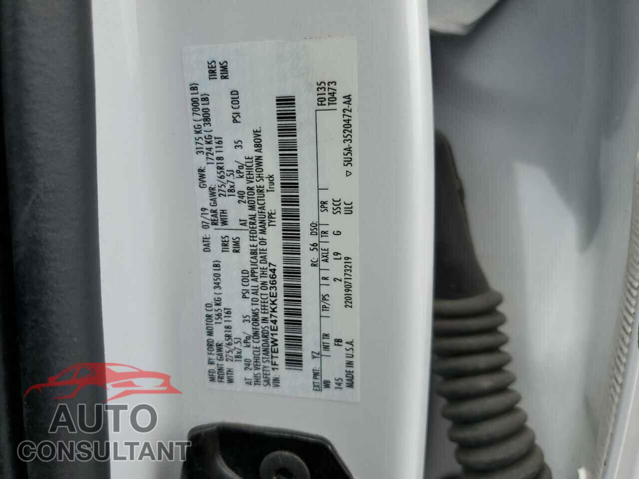 FORD F-150 2019 - 1FTEW1E47KKE36647