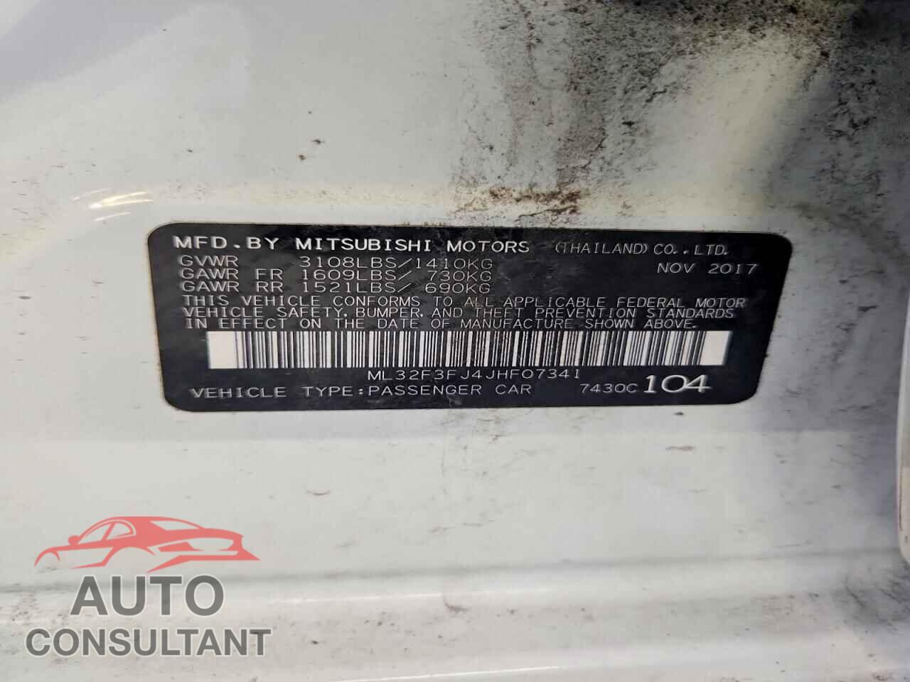 MITSUBISHI MIRAGE 2018 - ML32F3FJ4JHF07341