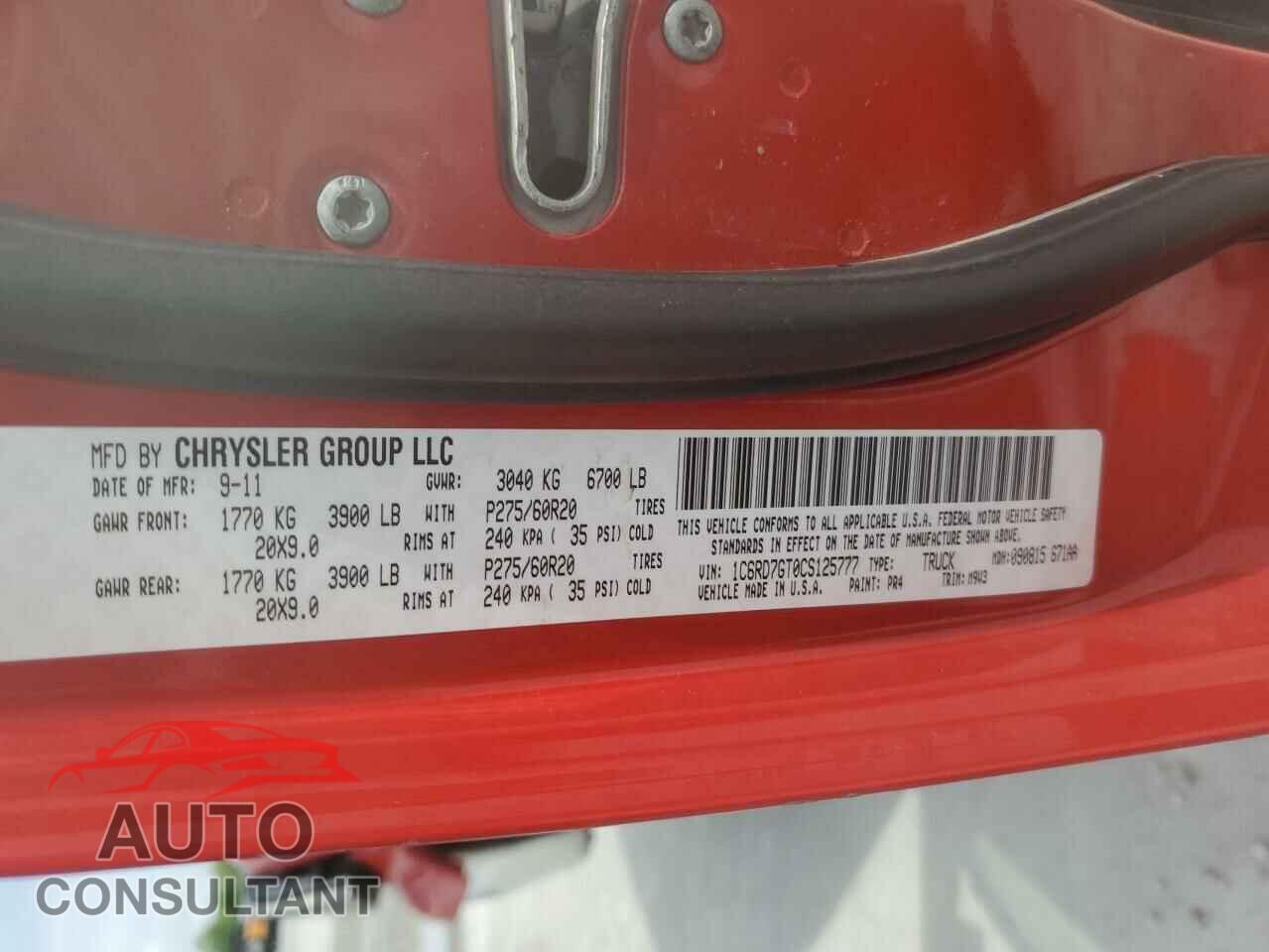 DODGE RAM 1500 2012 - 1C6RD7GT0CS125777