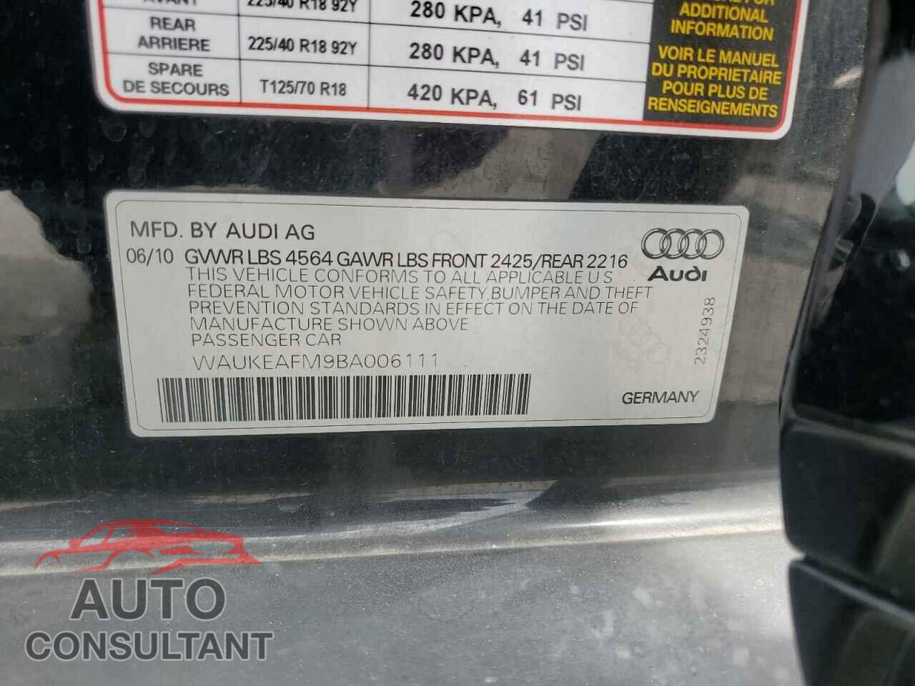 AUDI A3 2011 - WAUKEAFM9BA006111
