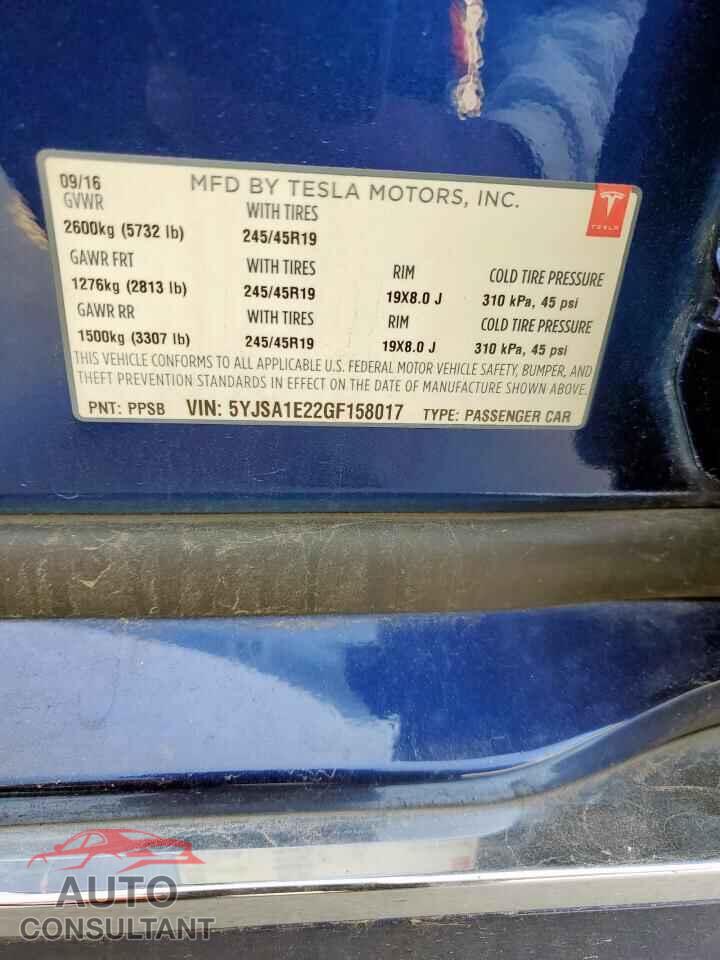 TESLA MODEL S 2016 - 5YJSA1E22GF158017