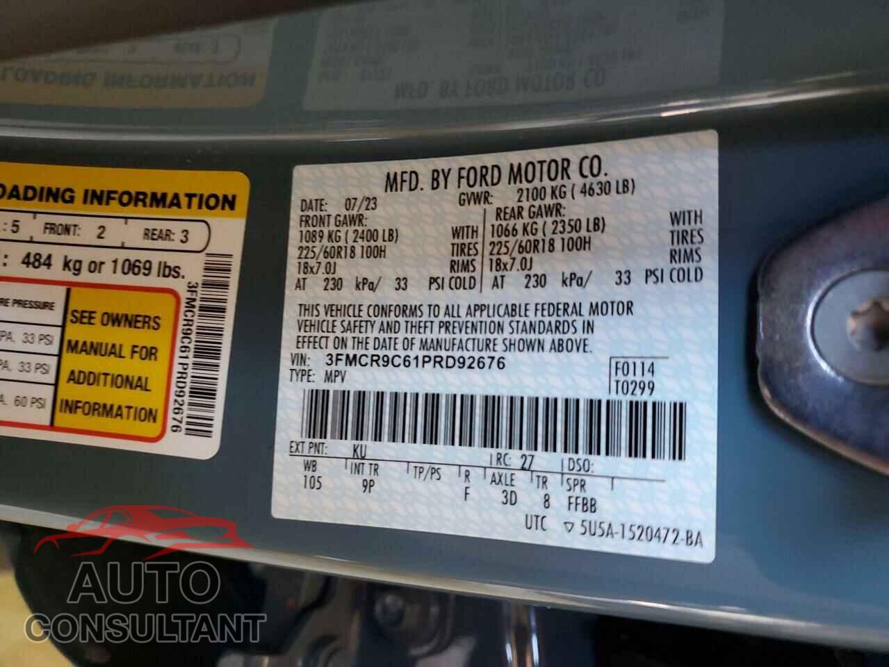 FORD BRONCO 2023 - 3FMCR9C61PRD92676