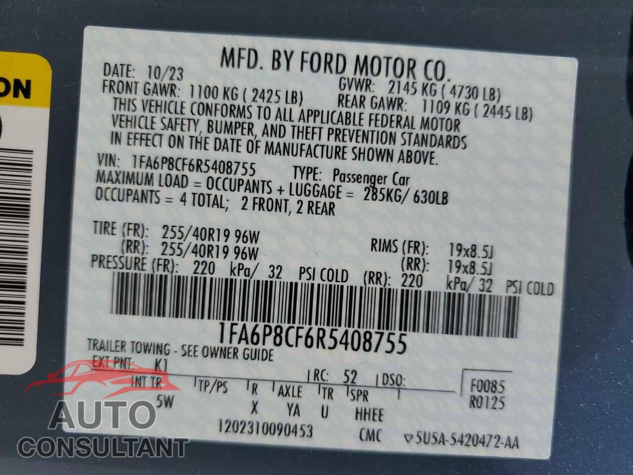 FORD MUSTANG 2024 - 1FA6P8CF6R5408755