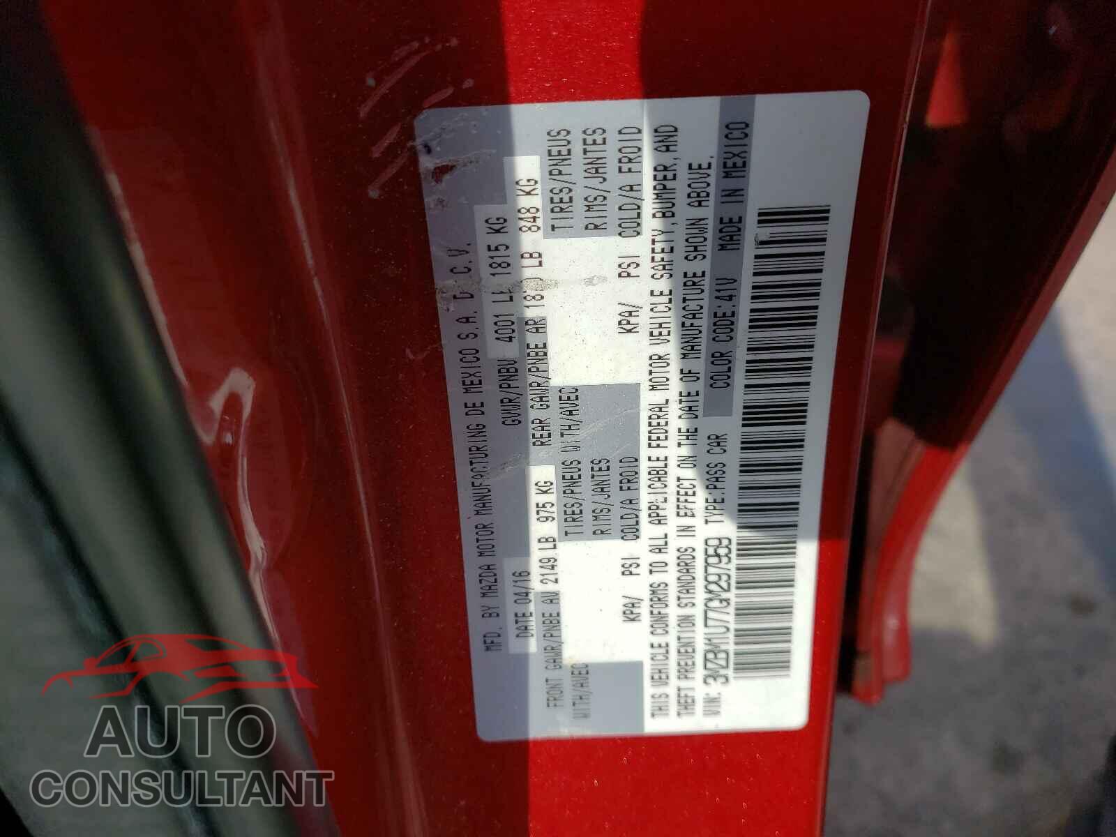 MAZDA 3 2016 - 3MZBM1U77GM297959