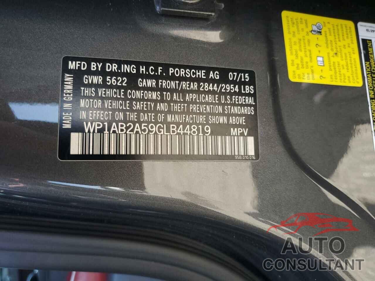 PORSCHE MACAN 2016 - WP1AB2A59GLB44819