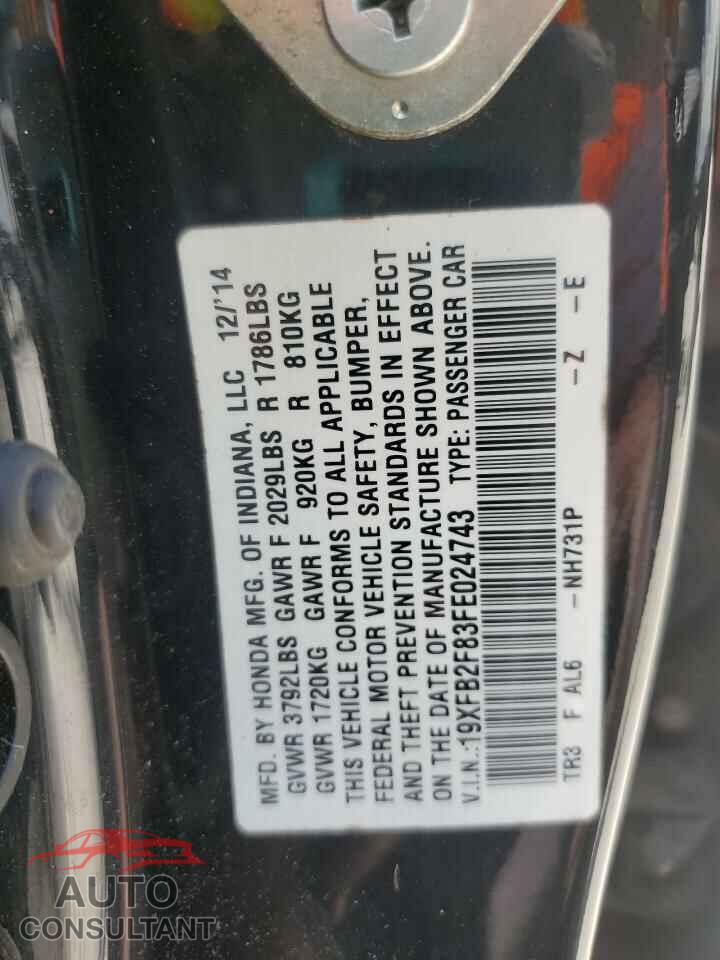 HONDA CIVIC 2015 - 19XFB2F83FE024743