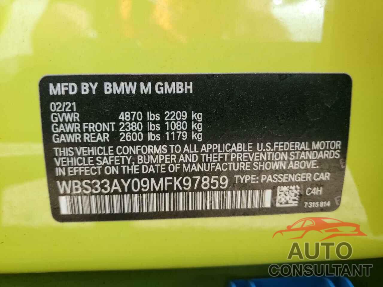 BMW M3 2021 - WBS33AY09MFK97859