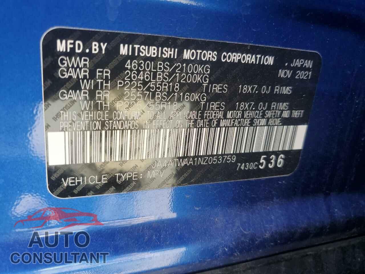MITSUBISHI ECLIPSE 2022 - JA4ATWAA1NZ053759