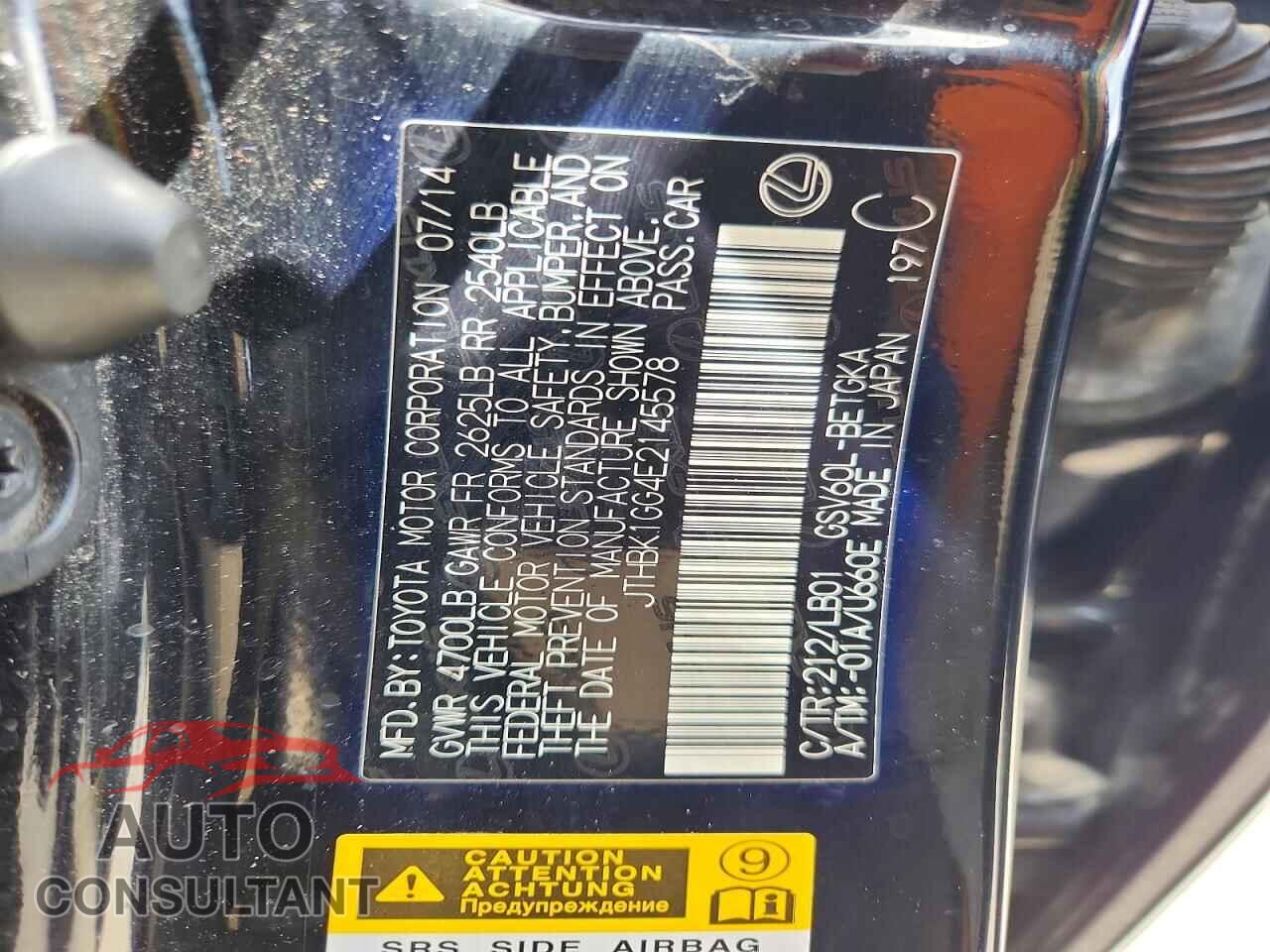 LEXUS ES350 2014 - JTHBK1GG4E2145578