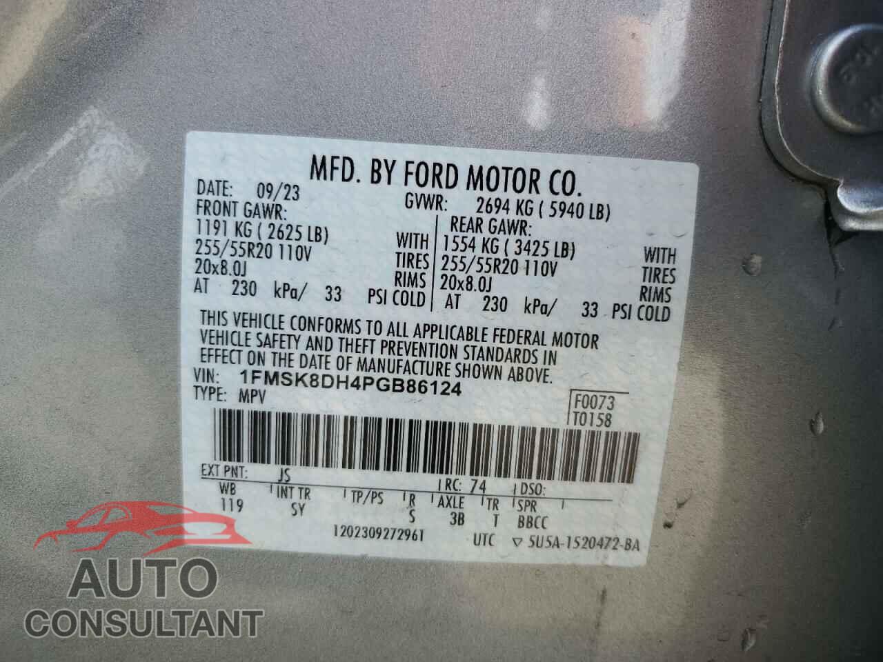 FORD EXPLORER 2023 - 1FMSK8DH4PGB86124