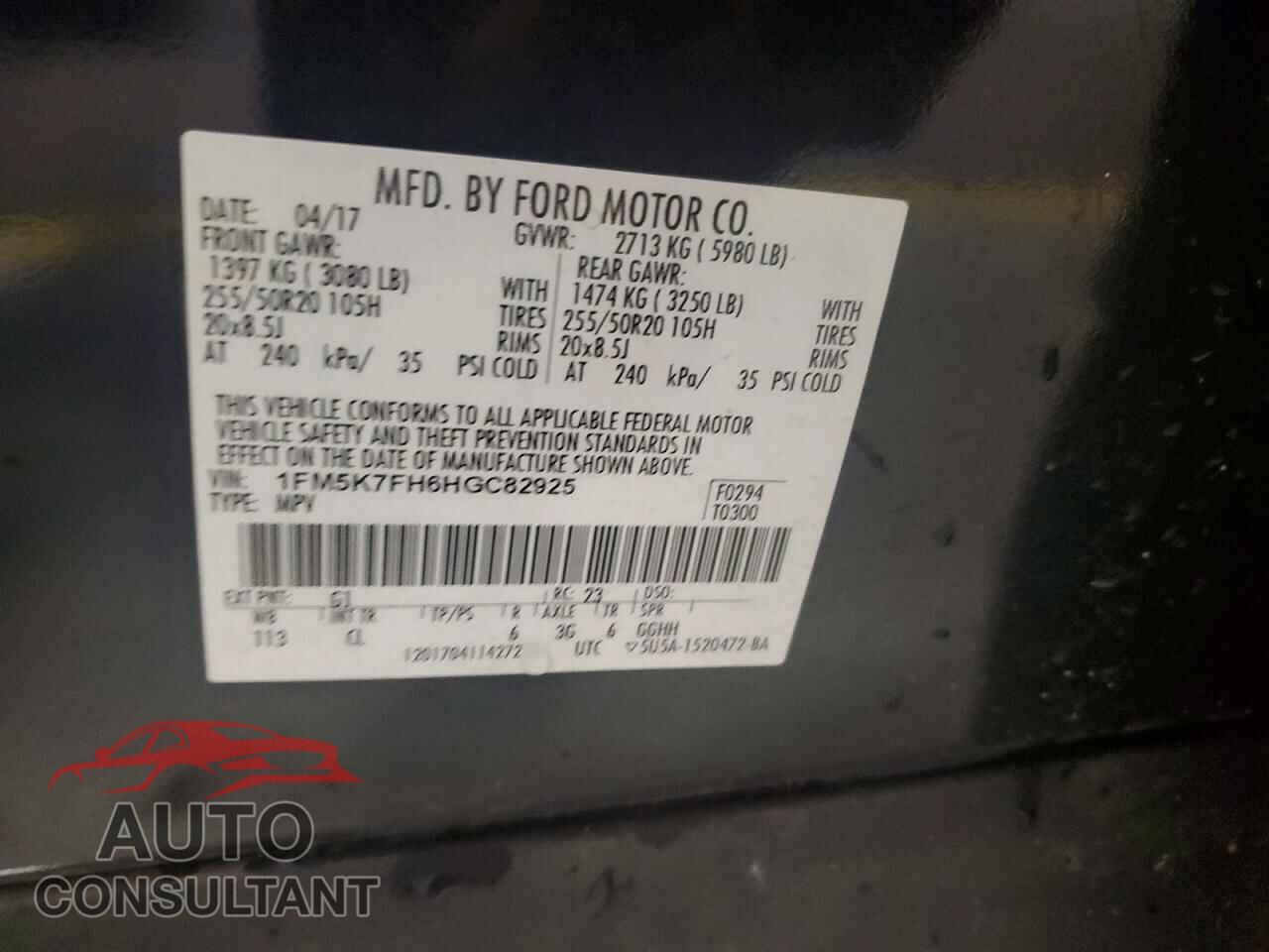 FORD EXPLORER 2017 - 1FM5K7FH6HGC82925