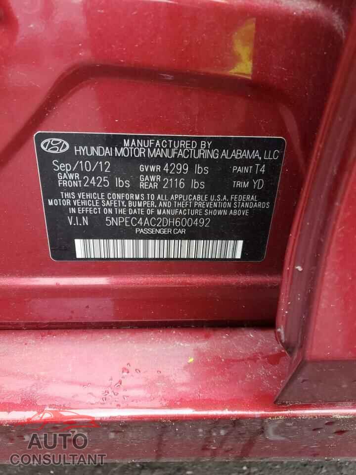 HYUNDAI SONATA 2013 - 5NPEC4AC2DH600492