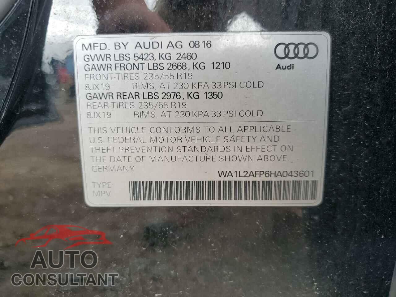 AUDI Q5 2017 - WA1L2AFP6HA043601