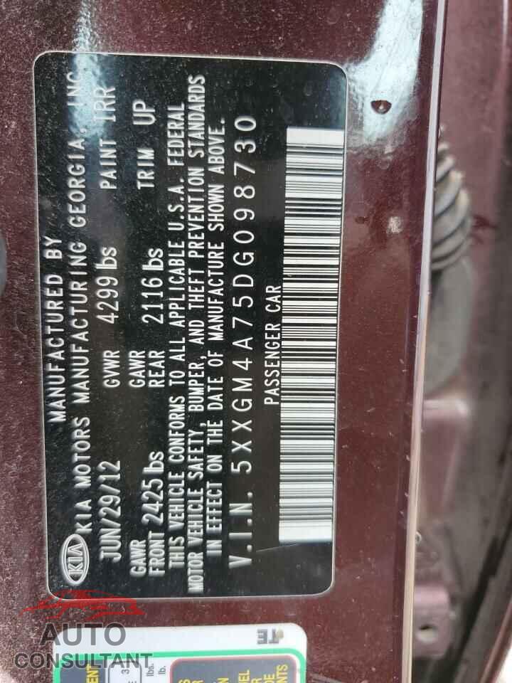 KIA OPTIMA 2013 - 5XXGM4A75DG098730