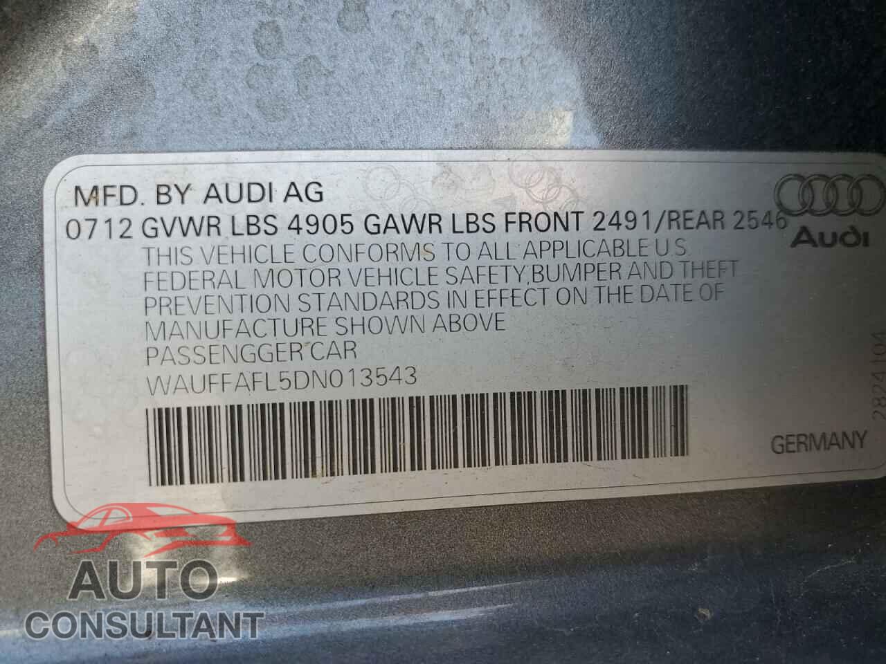 AUDI A4 2013 - WAUFFAFL5DN013543