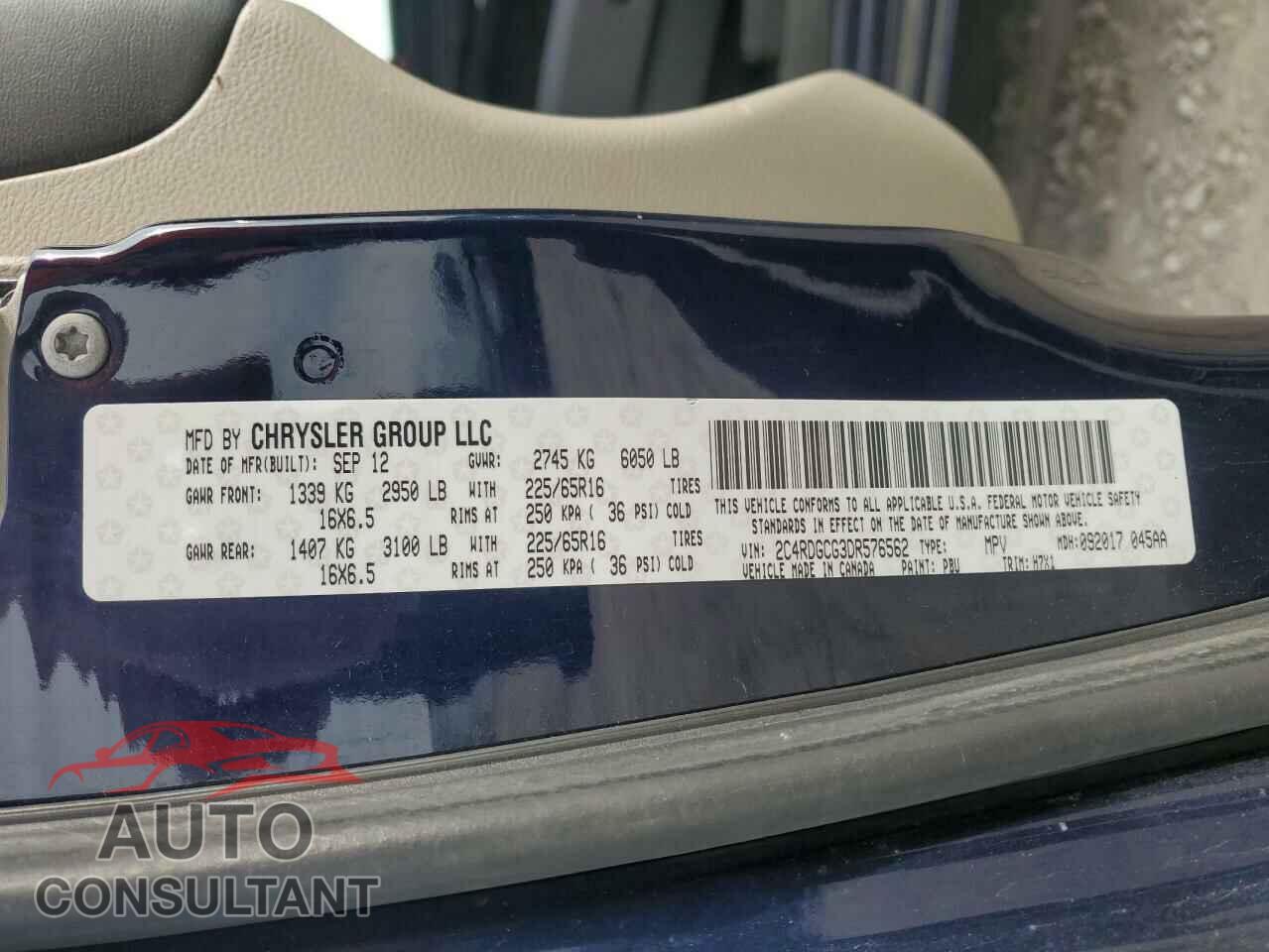 DODGE CARAVAN 2013 - 2C4RDGCG3DR576562