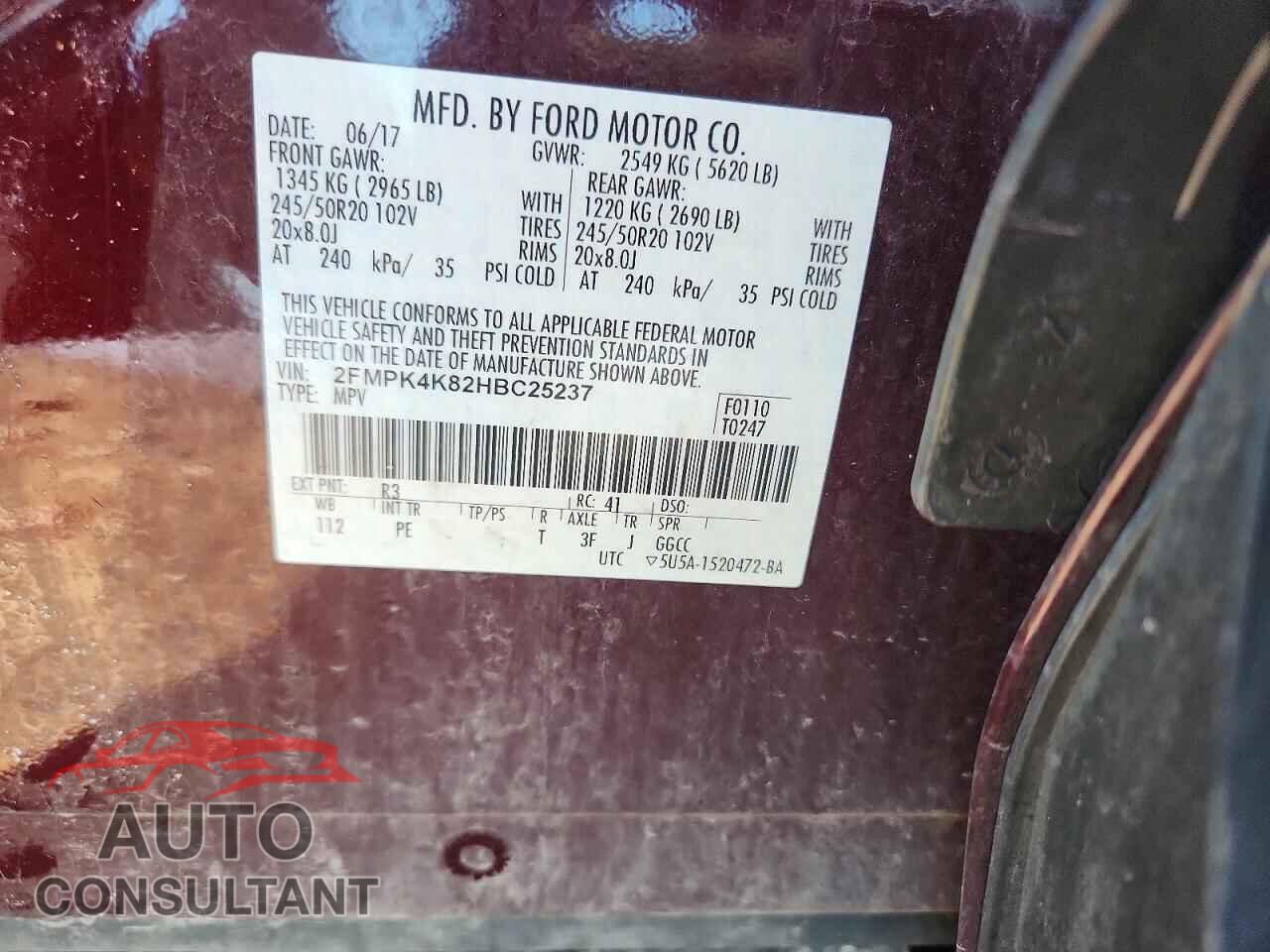 FORD EDGE 2017 - 2FMPK4K82HBC25237