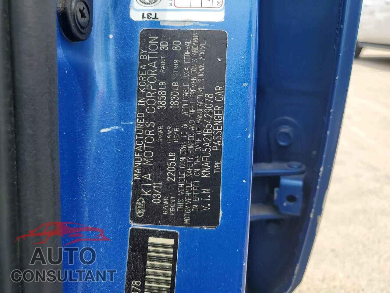 KIA FORTE 2011 - KNAFU5A21B5429078