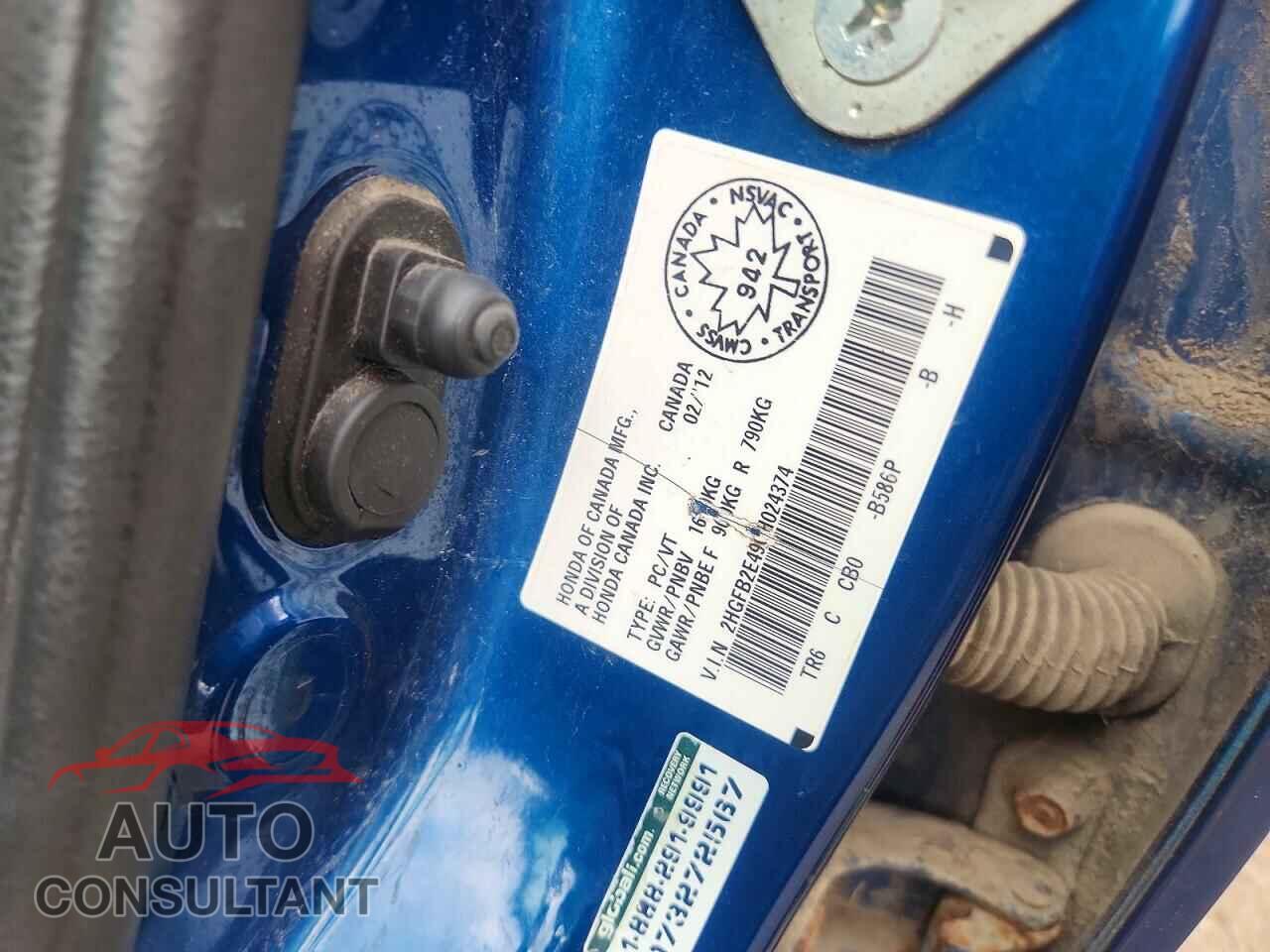 HONDA CIVIC 2012 - 2HGFB2E49CH024374