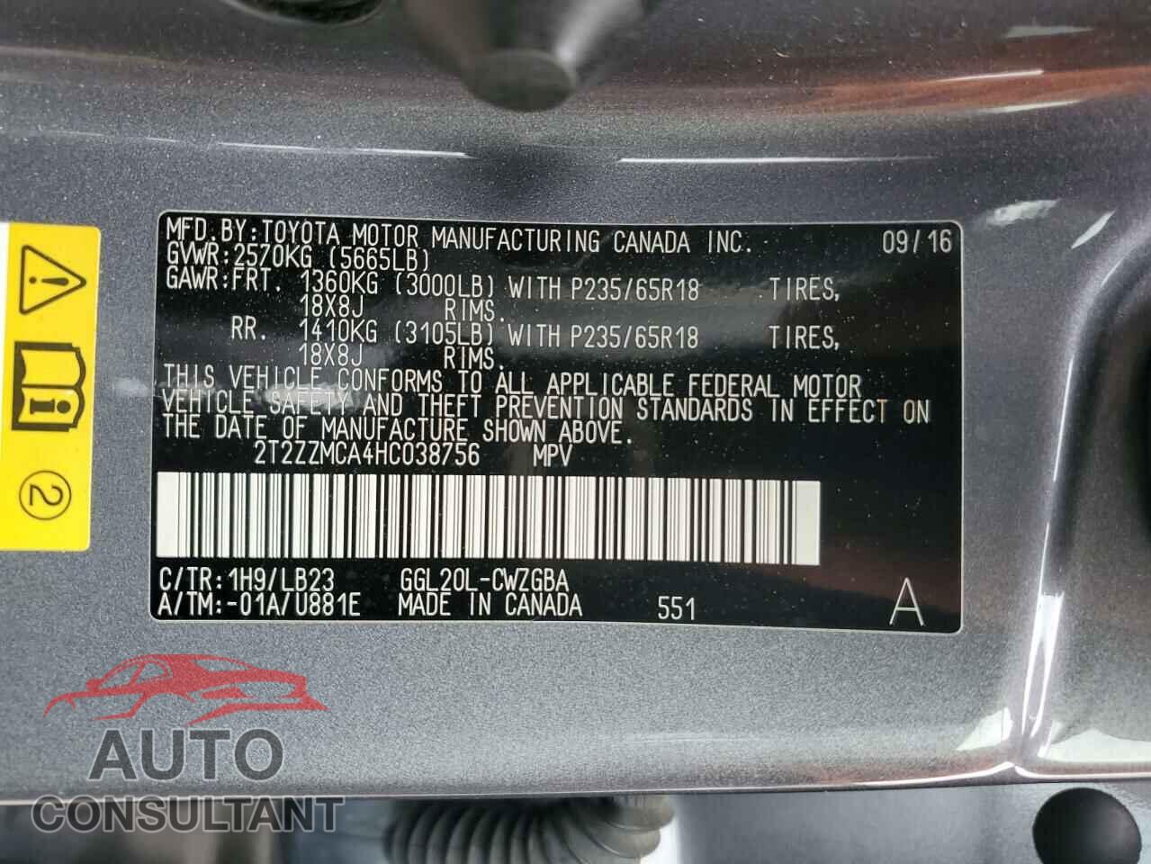 LEXUS RX350 2017 - 2T2ZZMCA4HC038756