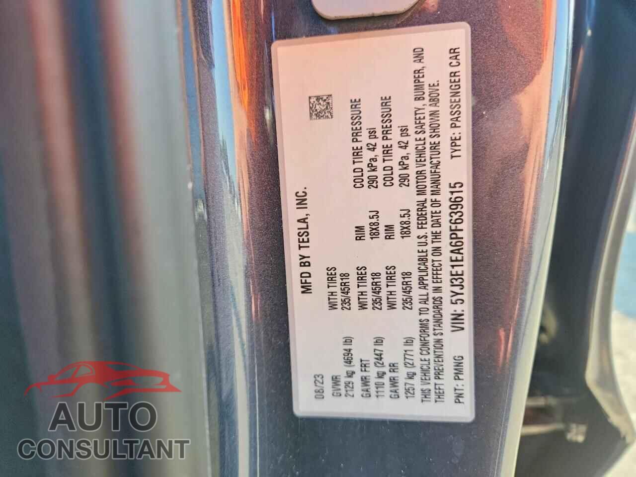 TESLA MODEL 3 2023 - 5YJ3E1EA6PF639615