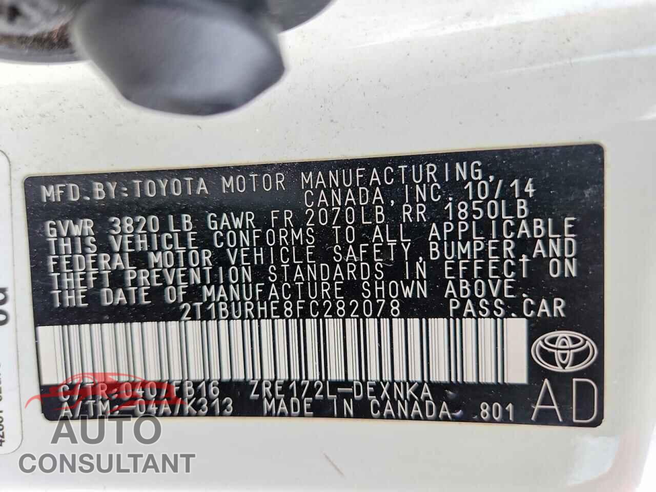 TOYOTA COROLLA 2015 - 2T1BURHE8FC282078