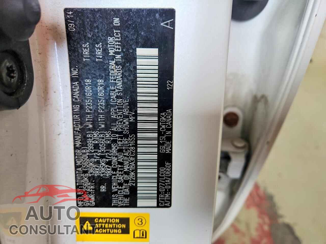 LEXUS RX350 2015 - 2T2BK1BA3FC281655