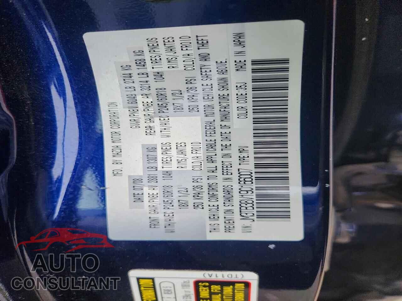 MAZDA CX-9 2009 - JM3TB38V190166007