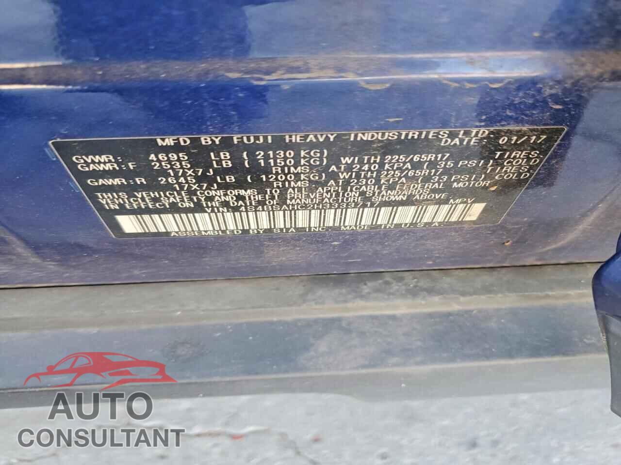 SUBARU OUTBACK 2017 - 4S4BSAHC2H3333717