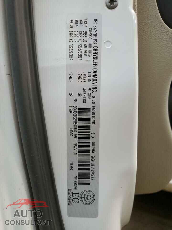 DODGE CARAVAN 2015 - 2C4RDGBG2FR547946