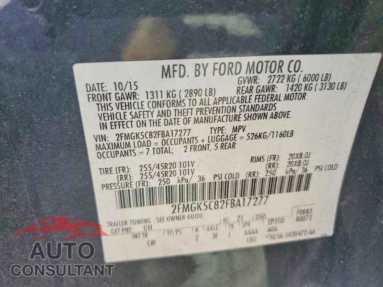FORD FLEX 2015 - 2FMGK5C82FBA17277